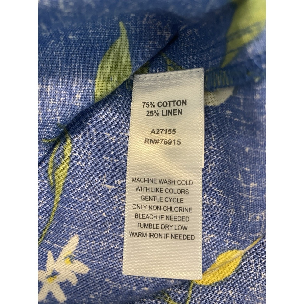 Appleseeds Shirt Dress Linen Cotton Women's M Blue Lemons Short Sleeve NEW! - Picture 5 of 5